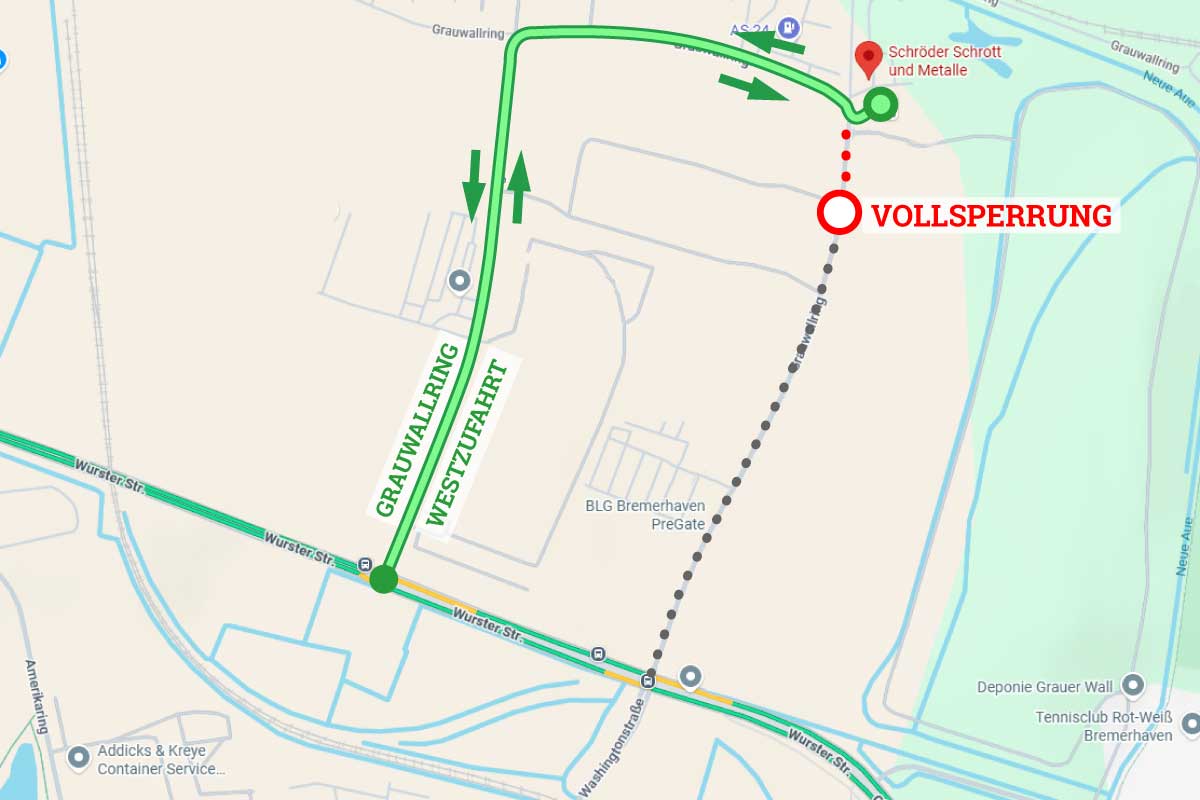 Umleitung Betriebszufahrt Schrott-Schröder